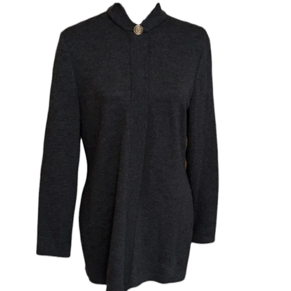 St. John Knit zip front jacket minimalist dark grey size 8